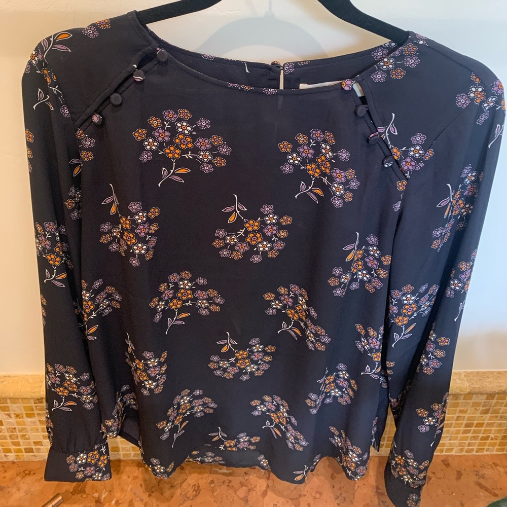 Loft Navy Floral Shirt XS